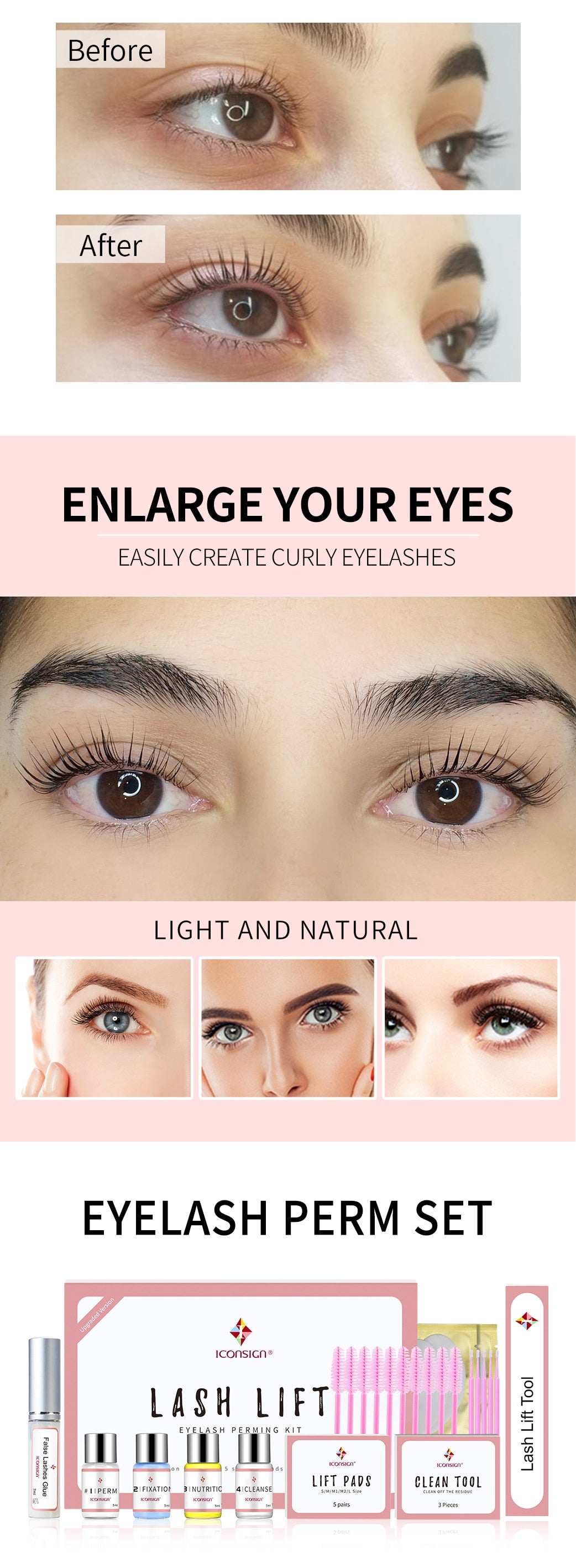 ICONSIGN Lash Lift Eyelash Perming Kit Upgrade Version 2 (Eyebrow Mascara Makeup)